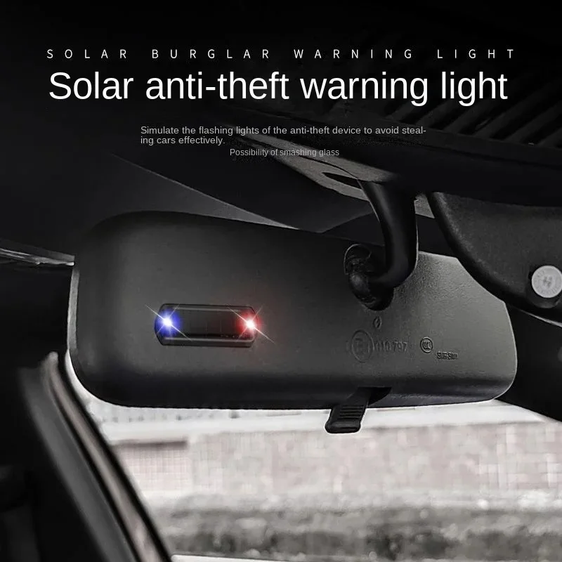 Car Mini Led Solar Power Warning Light Night Security Simulated Alarm Wireless Anti-theft Caution Lamp Strobe Dummy Alarm Lamp