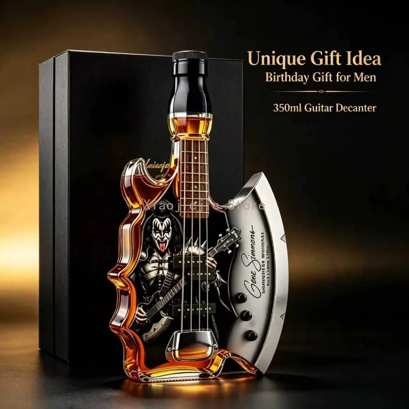Novelty Axe Guitar Form Glass Whiskey Decanter Spirits Container Home Bar Display Gift For Gentlemen Music Enthusiasts