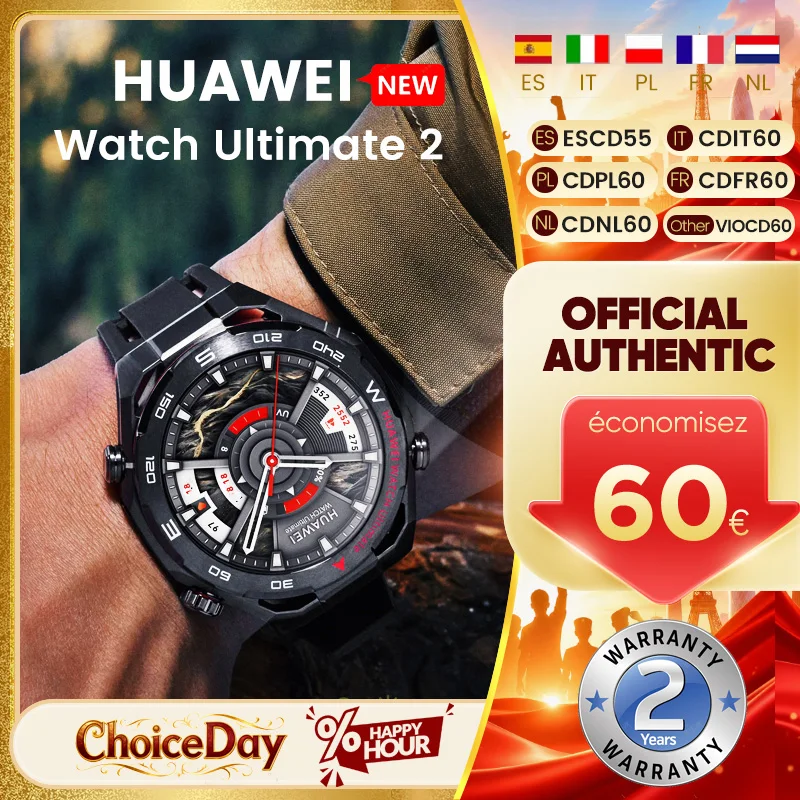 Montre connectée HUAWEI Watch Ultimate 2, écran couleur AMOLED de 1,5 pouces, plongée jusqu'à 150 mètres, Bluetooth NFC
