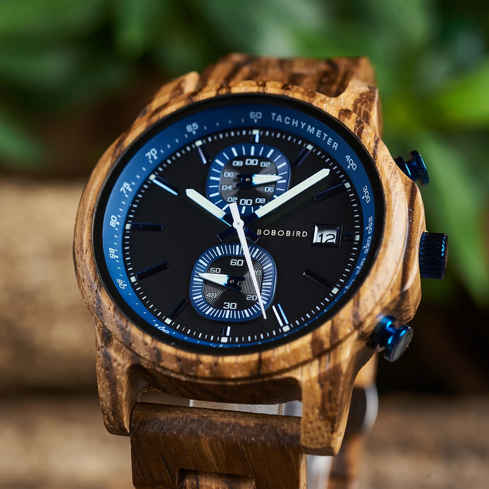 Men\'s Watches BOBO BIRD Wooden Men\'s Quartz Watch for Men Multifunctional Dials Wristwatch Support OEM Custom Logo Dropshipping