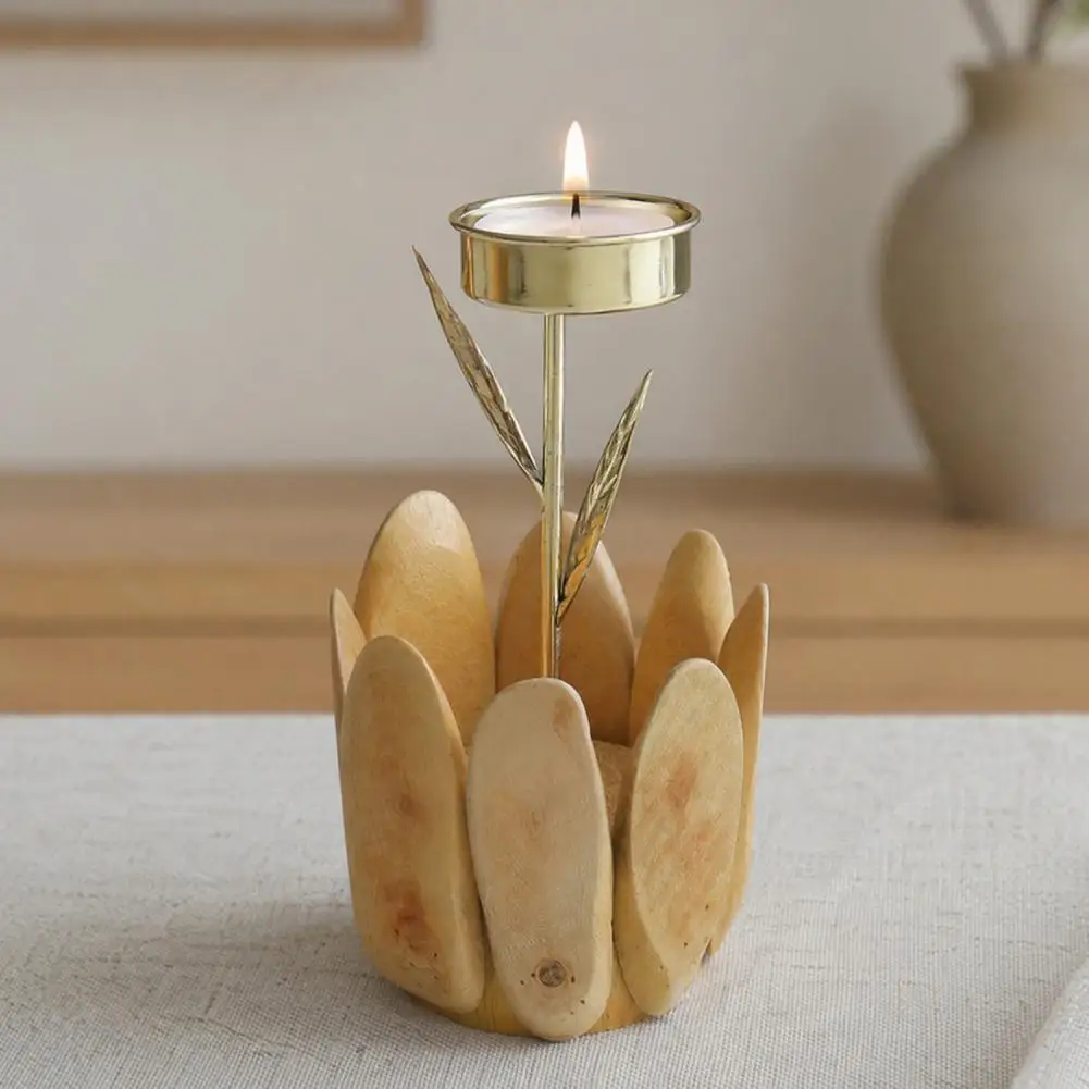 Matte Finish Wood Candle Holder Log Glass Candle Holder Rustic Driftwood Candle Holder Handcrafted Wooden Glass for Room