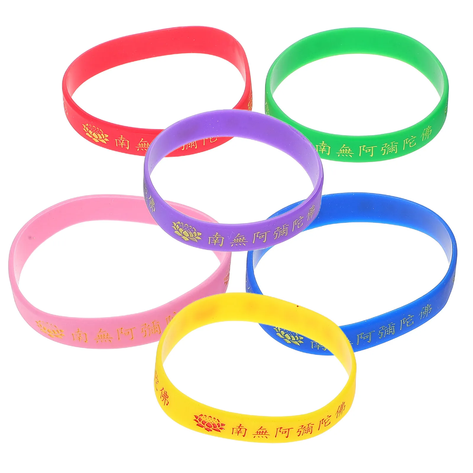 

6 шт. силиконовых браслетов с цветком лотоса, духовные браслеты-обереги с молитвенным дизайном Амитабхи для женщин и мужчин, удобные в носке