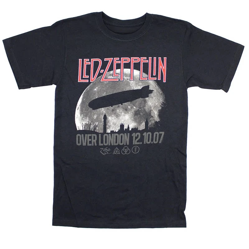 Fit European and American Style Led Zeppelin Airship Band Punk Rock Retro American Street Men's T-shirt