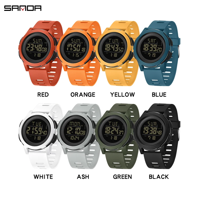 SANDA Digital Watch Men Military Army Sport Wristwatch Top Brand Luxury LED Stopwatch Waterproof Male Electronic Clock Gift 2188