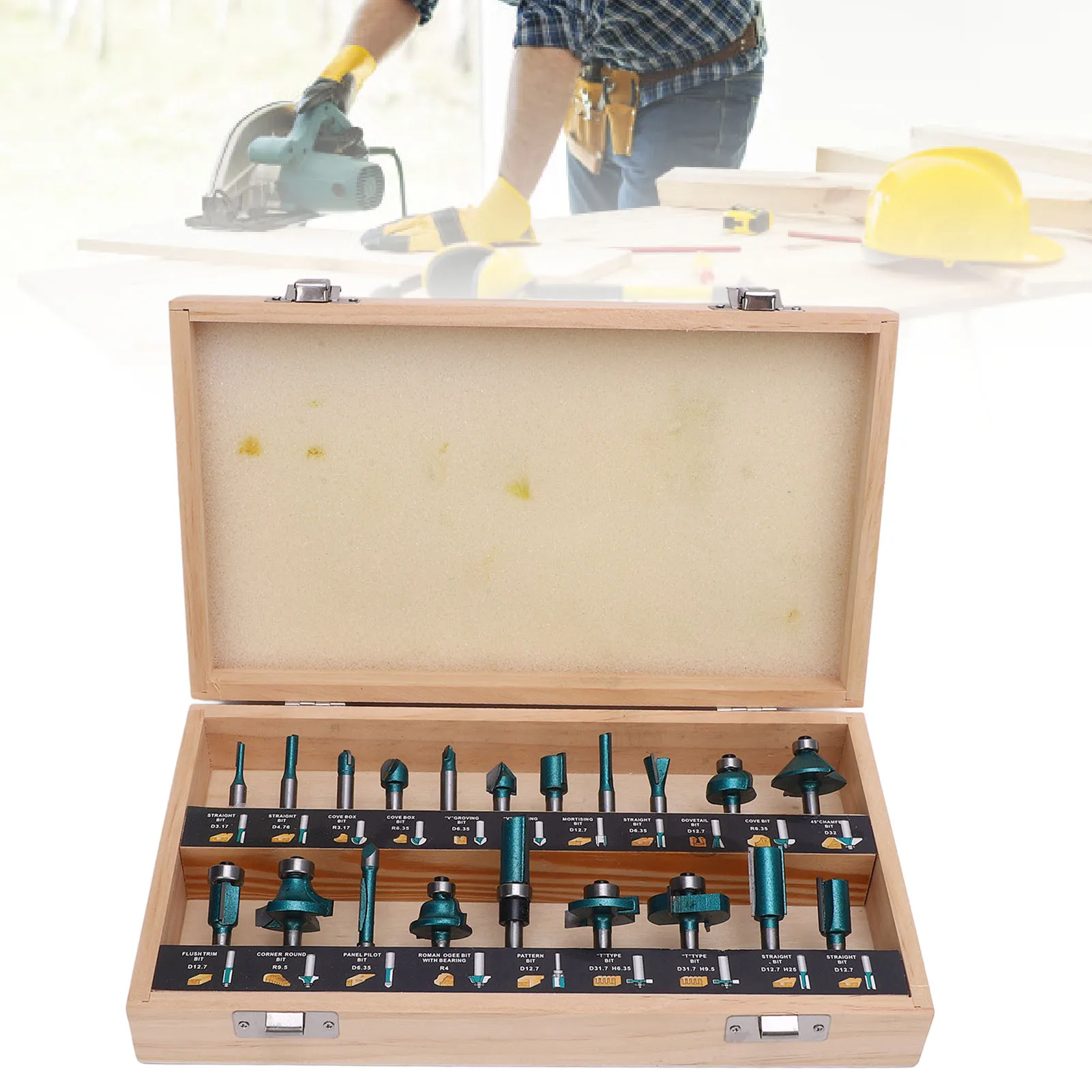 

Carbide Router Bits Woodworking Milling Cutter Tongue and Bit Set for Trimming Engraving Green Carbide Router Bit