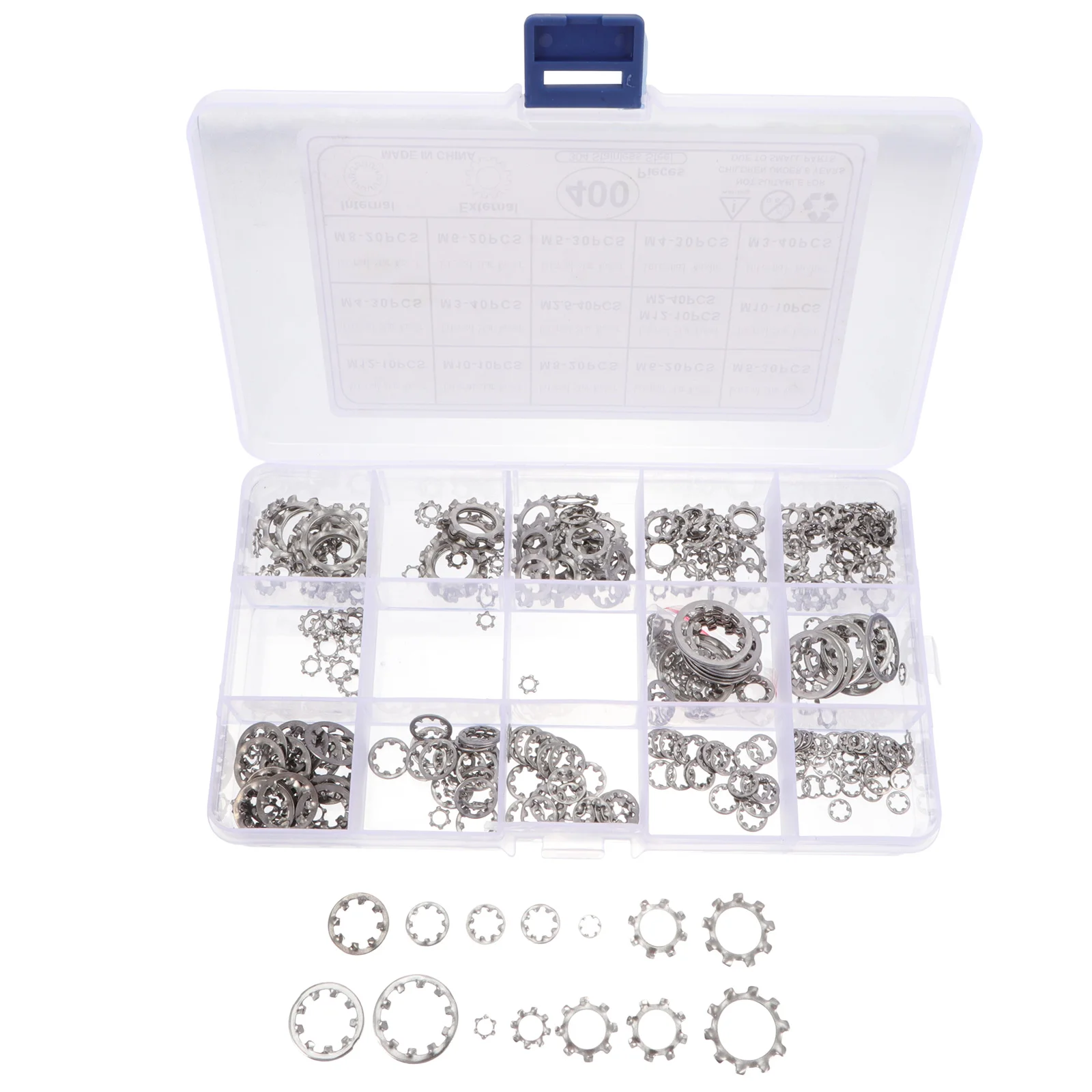 

400 Pcs Internal External Tooth Washers Set Stainless Steel Corrosion Resistant Assortment Kit Electrical Connections Household