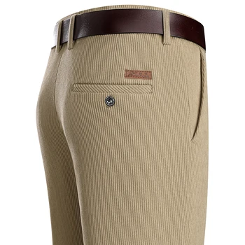 Mens Business Casual Pants Corduroy Suit Pants Autunn Formal Dress Pants Brown Navy Khaki 29-42 5