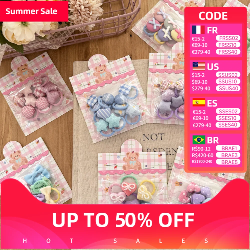 

Spring and Summer Polka Dot Bag Button Hair Band Children's Headgear Hair Rope Love Bow Sweet and Non-hurting Hair Accessories