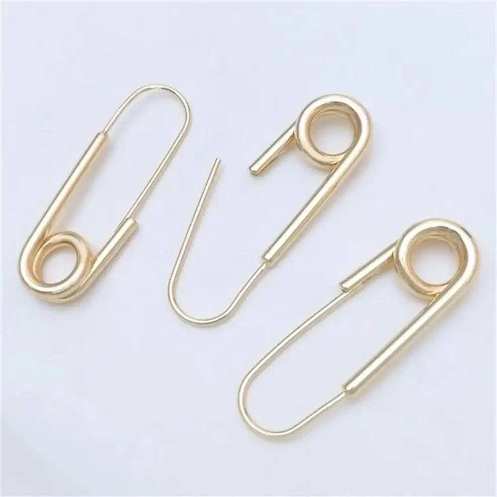 

14K Gold Clip Shaped Fashionable Earrings with Copper Plated Genuine Gold Earrings DIY Minimalist Brooch Accessories E284