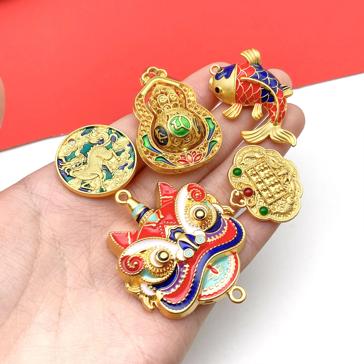 1/8pcs Chinese Style 3D The Great Gourd Awakens the Lion Charms Lucky Pendant Alloy DIY Bracelet Necklace Earring Jewelry Making