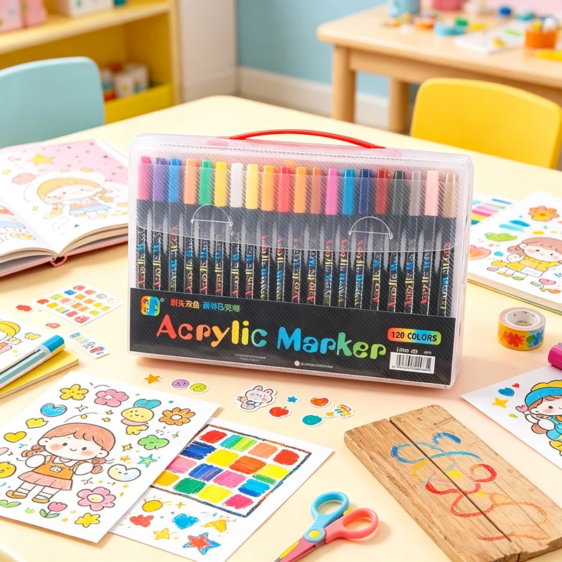 24-120 Colors Dual Tip Acrylic Marker Pens, Brush Paint Markers Rock, Canvas, Wood & Ceramic Painting, DIY Art Supplies Kids
