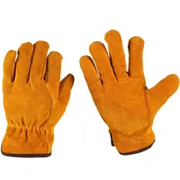 1 Pair, Cowhide Leather Gloves, Durable Women Men Work Gloves, Hand Protection Wear for Welding Safety, Gardening, Driving