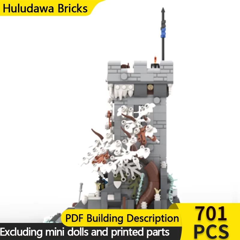 Medieval Street View Model MOC Building Bricks Winter Watchtower Modular Technology Gifts Holiday Assemble Children Toys Suit