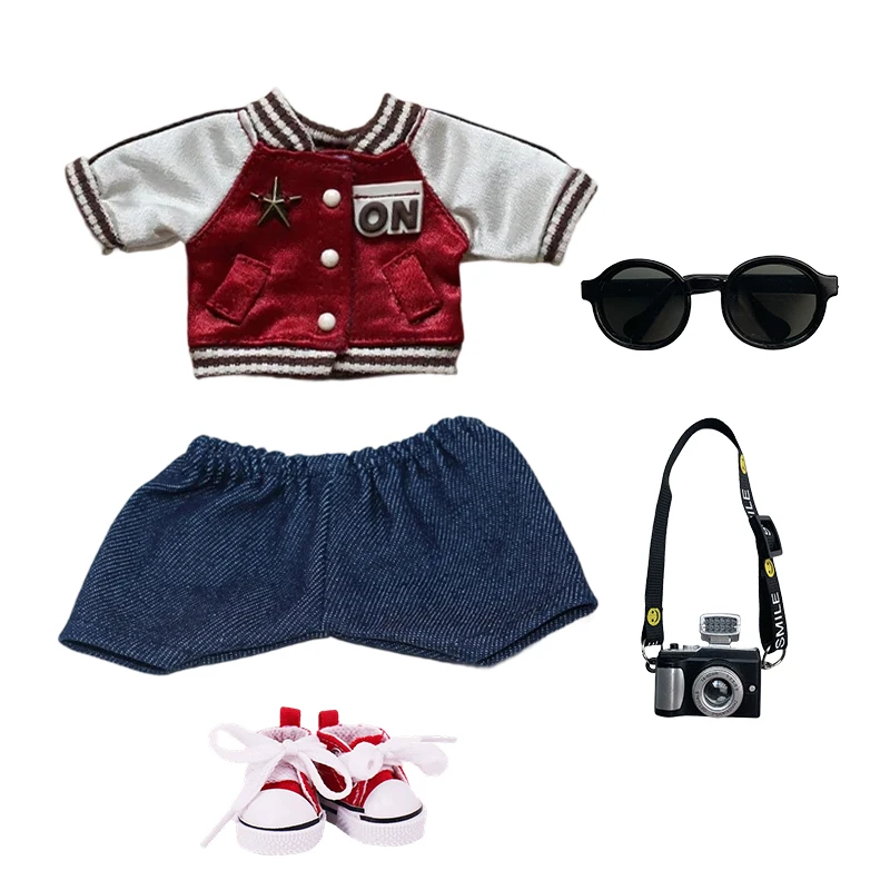 

For 15-17cm Labubu Doll Clothes Red baseball jersey Stylish Outfits Stylish Look for Labubu Vinyl Dolls