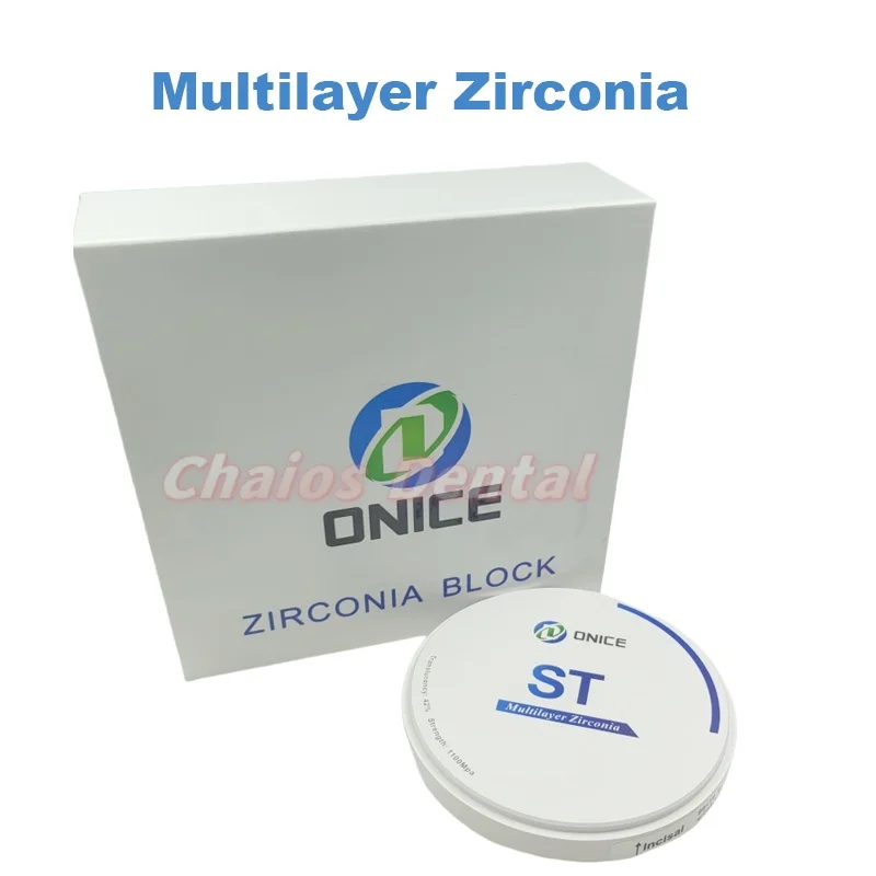 1Pcs /Box ONICE ST-ML Multilayer Zirconia Blocks Dental Multilayer Zirconia Blank Disc CAD CAM Dental Lab Use 98mm