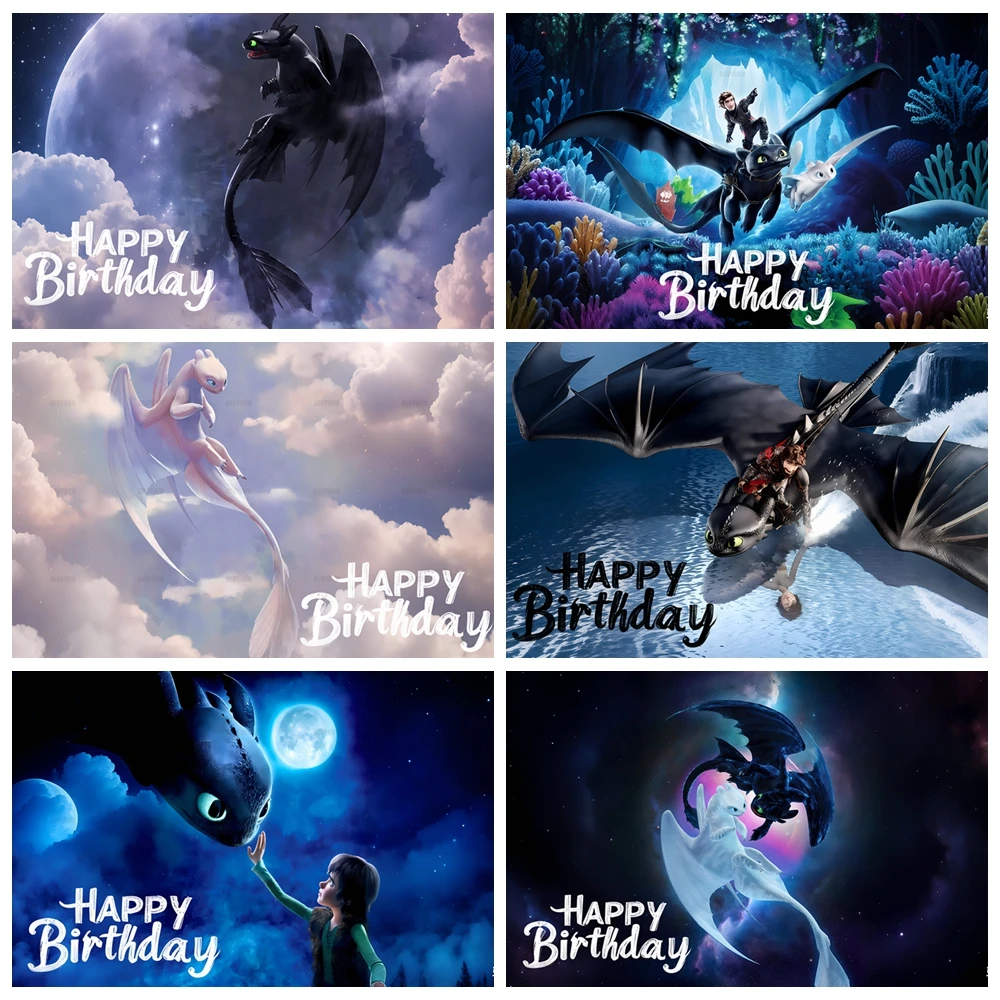 

How To-Train Your D-Dragones Birthday Party Backdrop Room Decoration Baby Shower Background Photography Studio Banner Props