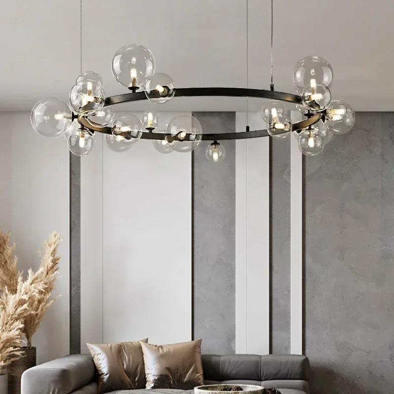 Orb Glass Chandelier Circle Bubble Pendant Light Living Room Chandelier Designer Light Bedroom Creative Personality Ceiling Lamp