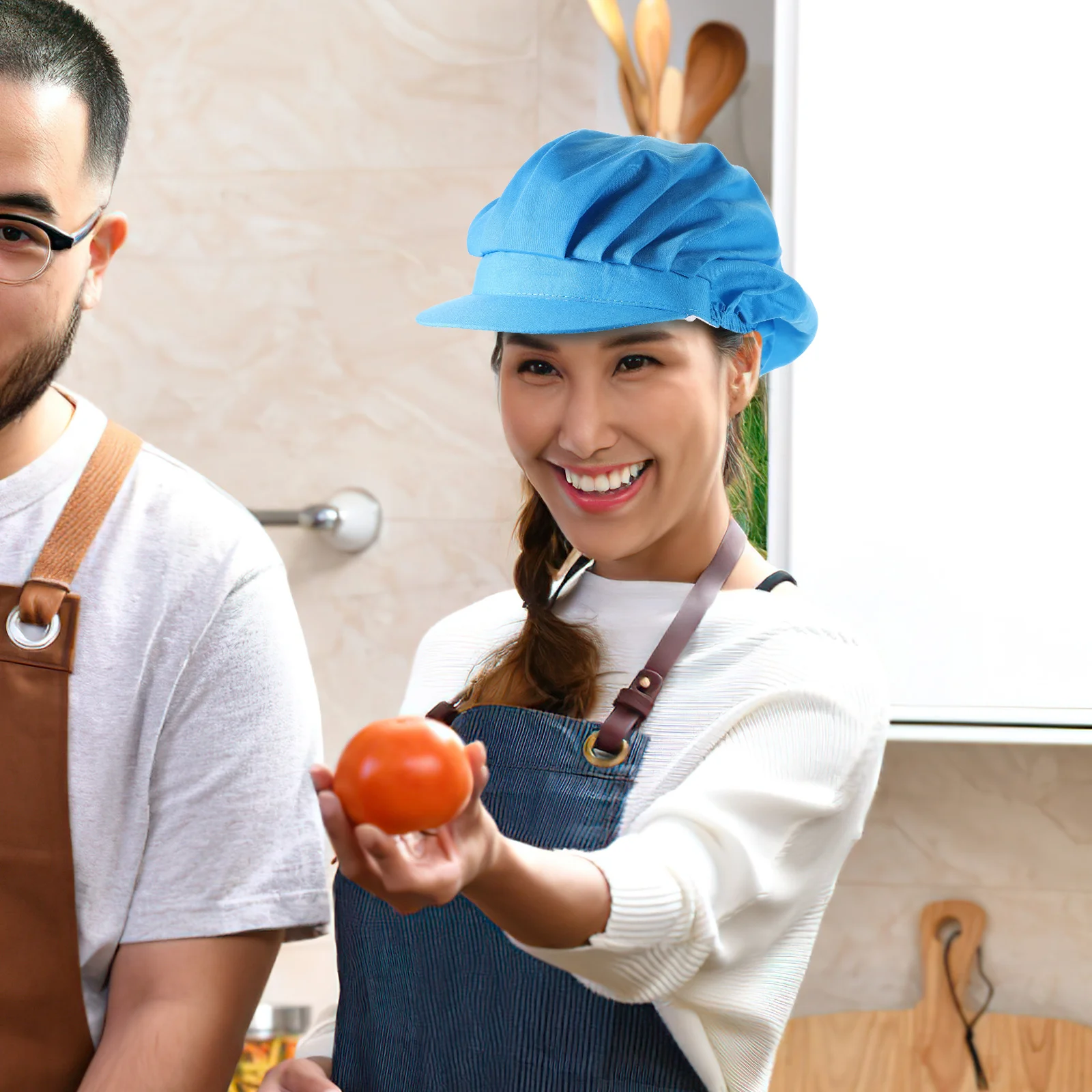 1 個シェフ帽子ユニセックス通気性抗油キッチンキャップレストラン労働者用ヘアネットコックアパレル食品サービス衣装