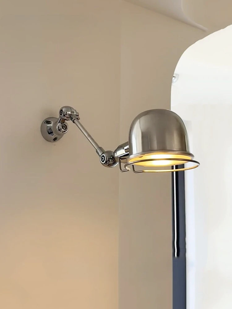 Industrial Adjustable Swing Arm Wall Lamp Reading Bedside Bauhaus Vintage Silver Wall Light Aluminum Extendable Led Wall Sconce
