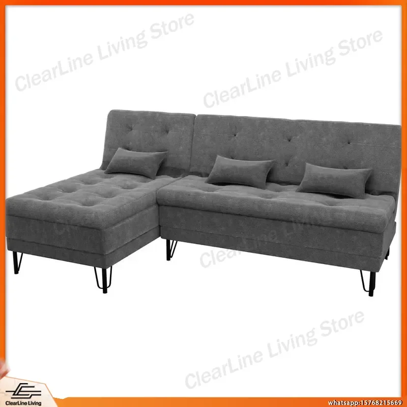 Sofa Bed 2 Seater Recliner Velvet Fabric Living Room Couch Foldable Convertible Sleeper for Small Spaces Apartment Modern