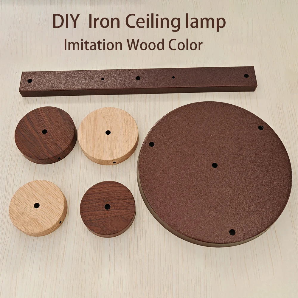 Imitation Wood Color Metal Ceiling Plate Wall Sconce Mount DIY Light Fittings Retro Lamp Base Vintage Pendant Lamp Disc Base