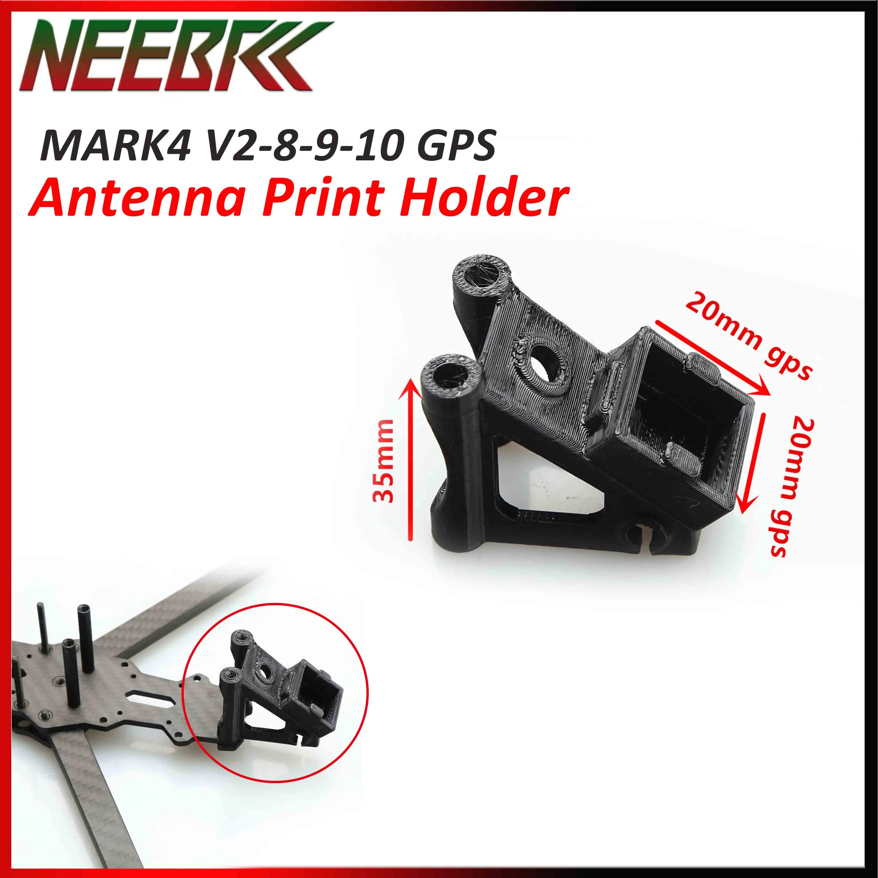 

MARK4 V2 8/9/10inch GPS Antenna Print Holder Mount Base for 20mm GPS Antenna Seat RC FPV Racing Drone Frame Quadcopter Freestyle
