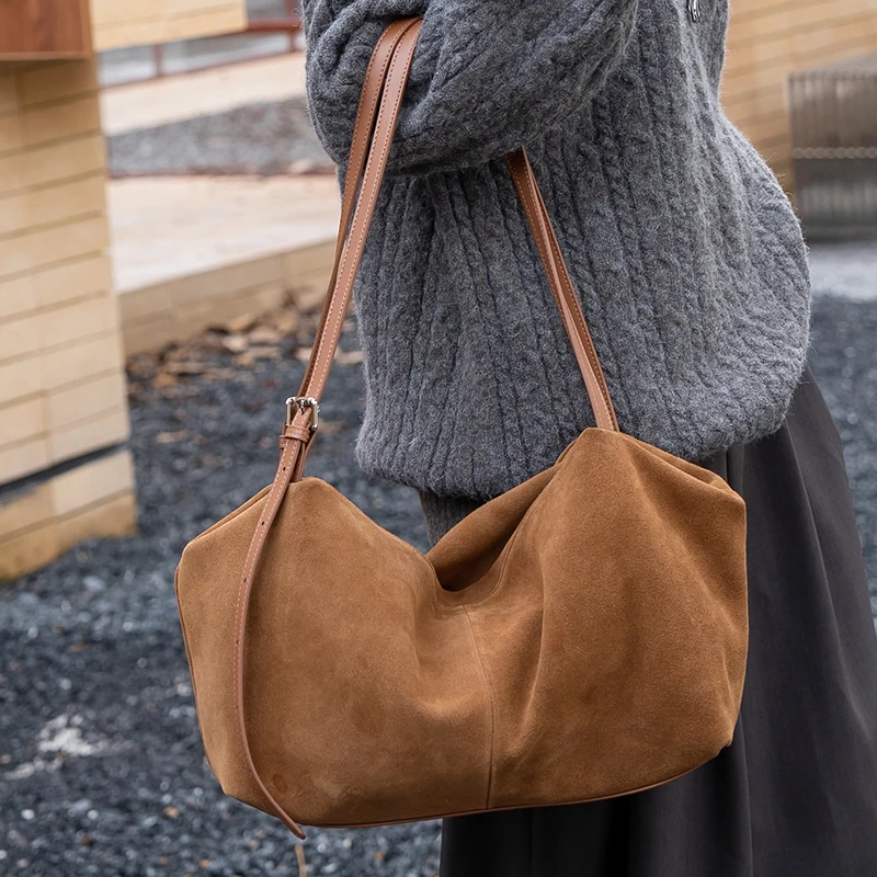 

Женские модные сумки из матовой воловьей кожи, женские замшевые сумки на плечо из коровьей кожи, женские дизайнерские роскошные сумки для ленивых поездок на работу