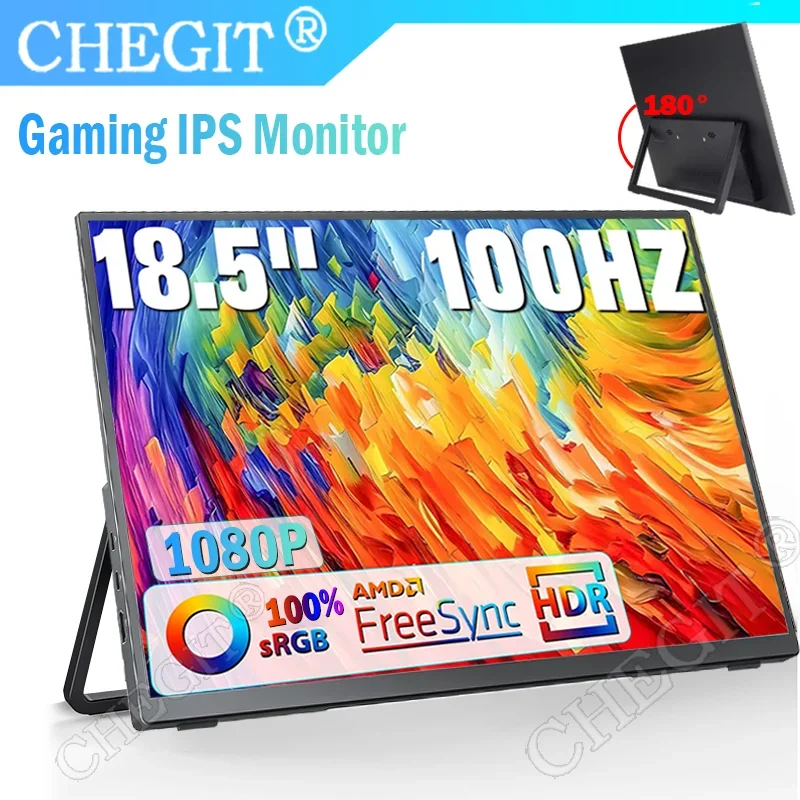 

18.5inch Portable Monitor 100Hz RGB100% 1080P 16:9 Back bracket Laptop Extended Display IPS Screen for Laptop Switch ps4 ps5