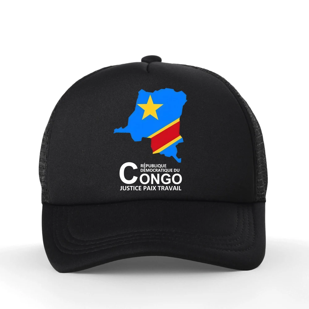 Congo COD Kinshasa Country Map Print Baseball Cap Summer Hip Hop Fashion Casual Mesh Breathable Outdoor Adjustable Snapback Hat