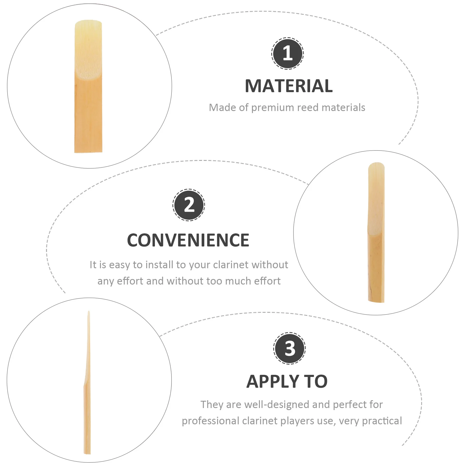 

10Pcs Clarinet Reeds Handmade Thinner Tip Easy Install Durable Professional Clarinet Accessory Instrument Reed