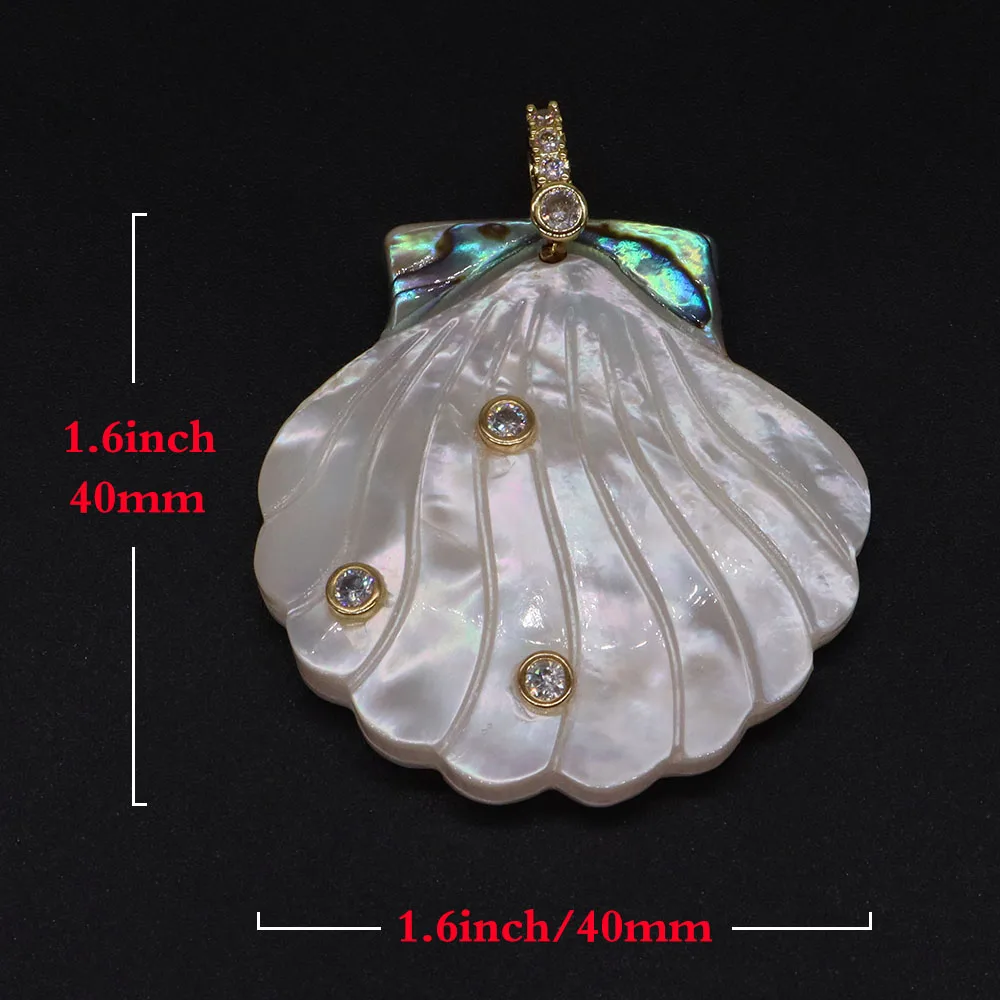 With Zircon Conch Scallop Leaf Flower Shape Natural White Shell Handicrafts for Diy Making Gemstone Fashion Jewelry Love Gifts
