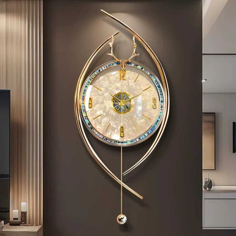 Metal Mechanism Wall Watch Bedroom Pendulum Interior Calendar Wall Clock Movement Kitchen Horloge Murale Luxe Bedroom Decor