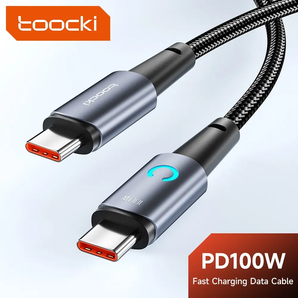 Toocki 100W USB C to USB C Cable PD Fast Charge Mobile Phone Cord For Xiaomi Huawei Samsung MacBook Poco3 Type C to Type C Cable