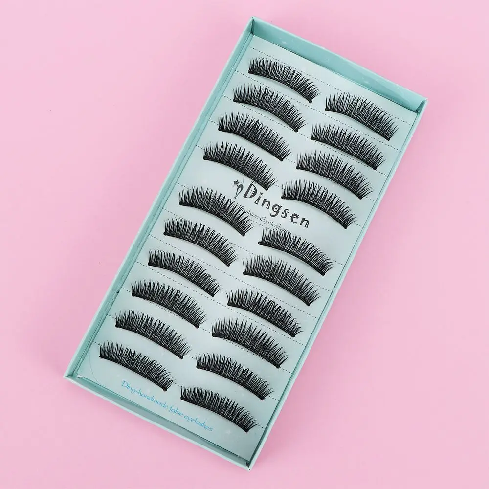 Natural 10 Pairs Thick Handmade Long False Eyelashes Fake Eye Lashes Makeup Extension