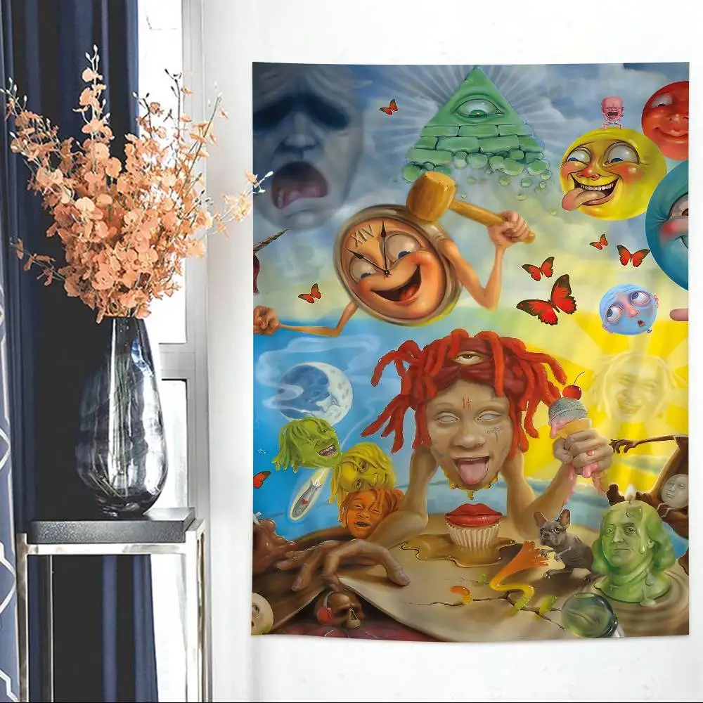 Trippie Rapper Singer Redd Colorful Tapestry Wall Hanging Bohemian Wall Tapestries Mandala Wall Hanging Sheets