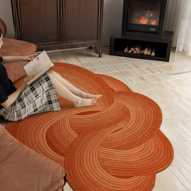 Irregular Orange Carpet Living Room Premium Sofa Coffee Table Blanket Bedroom Bedside Plain Floor Mat