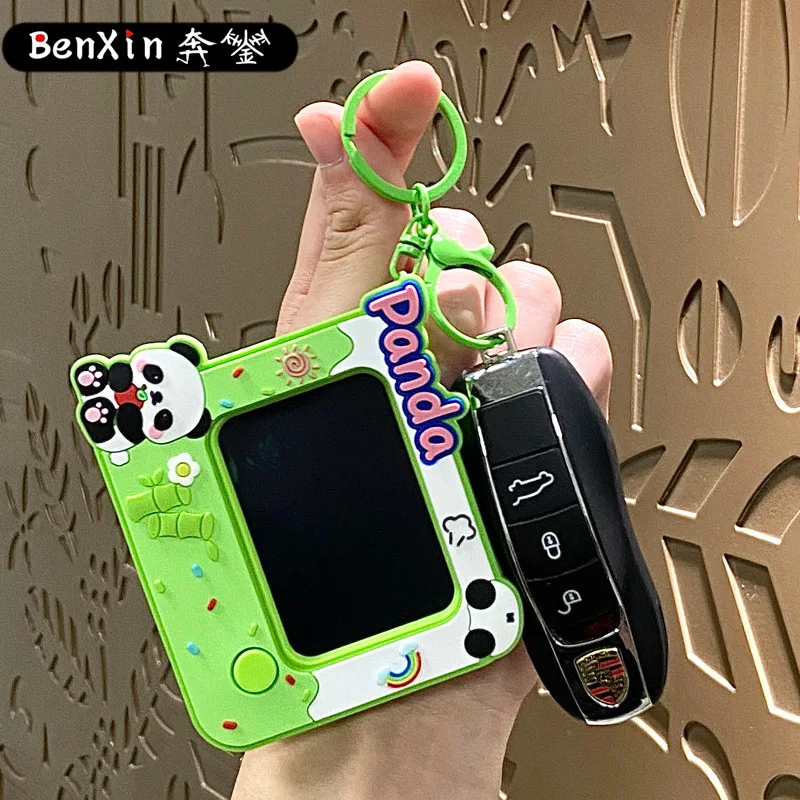 민소 팬더 그래피티 드로잉 보드, 열쇠고리, 책가방 펜던트, 귀여운 커플, 자동차 열쇠고리 펜던트, 고급 선물