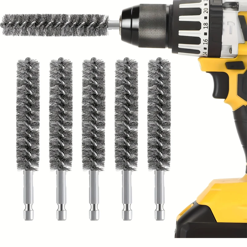 5 Pieces Hexagonal Shank Steel Wire Brush for Electric Drill Cleaning Stainless Steel Wire Brush for Electric Drill Cleaning