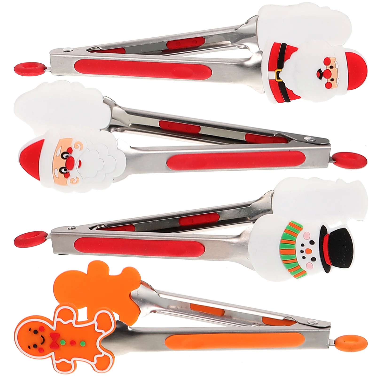 

4 Pcs Christmas Gifts Steak Grilling Tongs Anti-scald Kitchen Tree Cakes Metal Stainless Steel for Cooking Child Bread Toaster