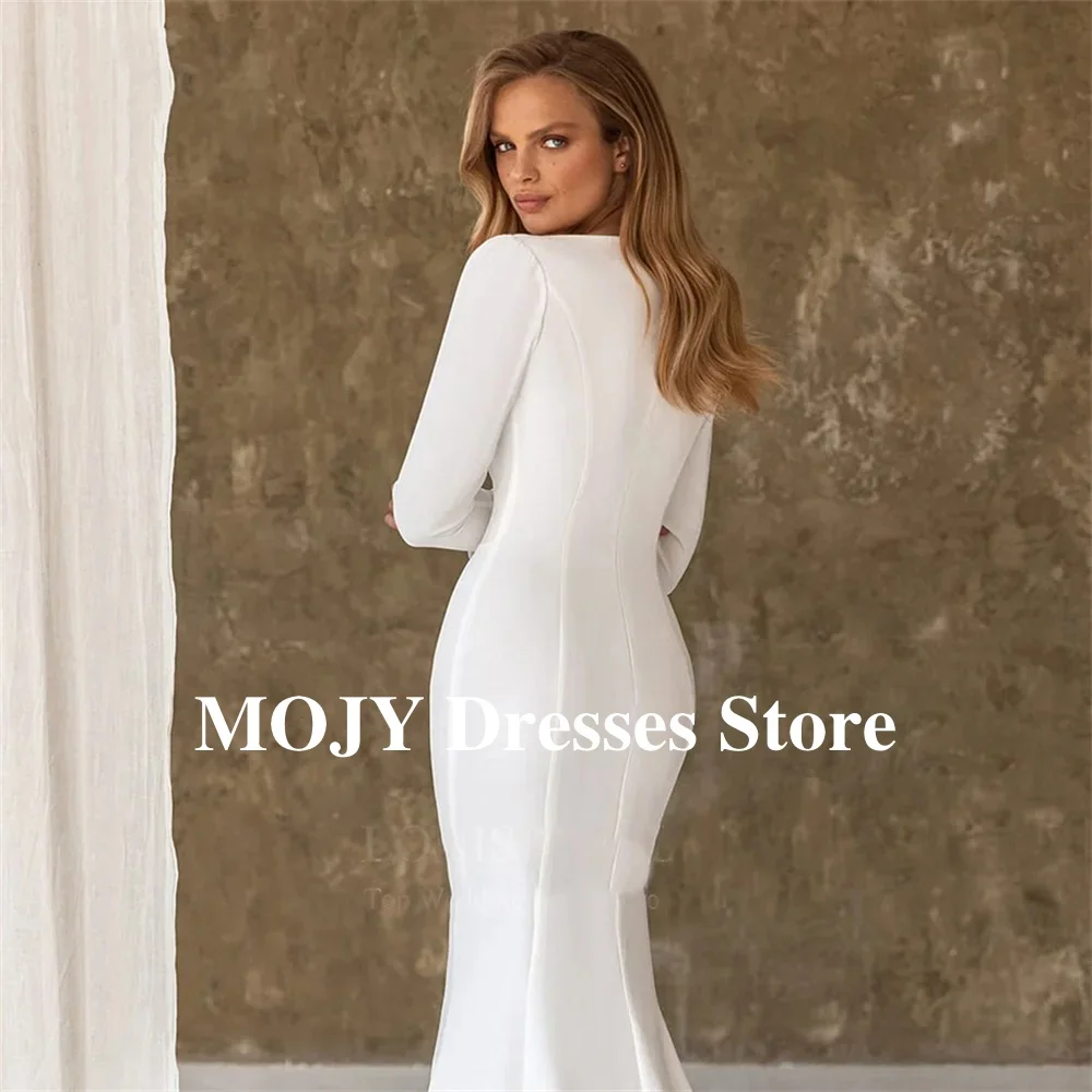 Mojy индивидуальное свадебное платье русалки с квадратным вырезом и длинными рукавами, с закрытой спиной, белые элегантные свадебные платья