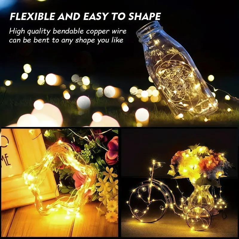 20/10/5M Button Battery Box Fairy Light String,interior Decoration Copper Wire Light,living Room Bedroom Christmas Wedding Light
