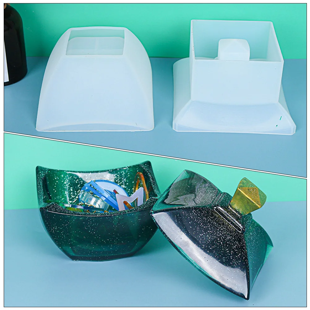 

1Set Silicone Storage Box Mold DIY Craft Molds for Easy Cleaning Lightweight Compact Organizer Case Making with Glitter Pigments