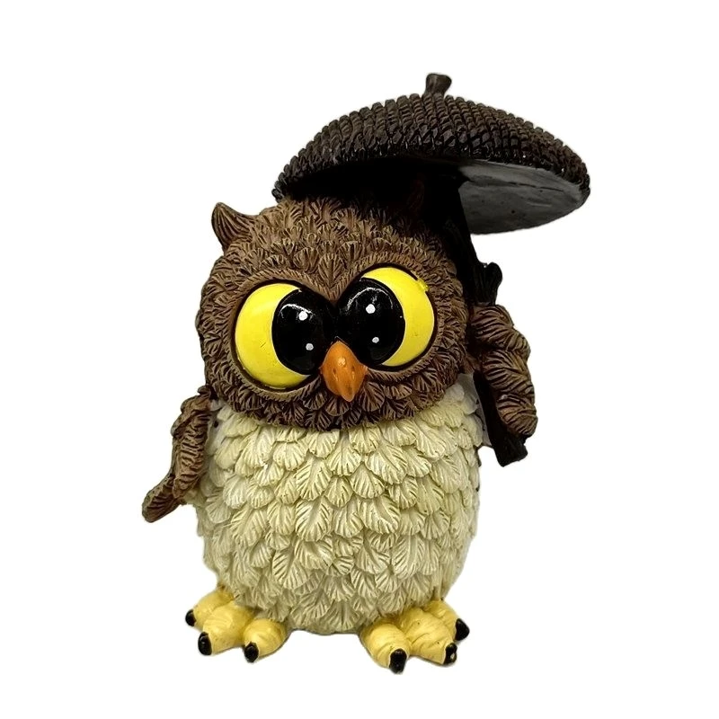 Resin Morning Family Owl Miniature Rush Hours Parents Miniature Kids Fairy Garden Ornament Micro Landscape Animation Craft Decor