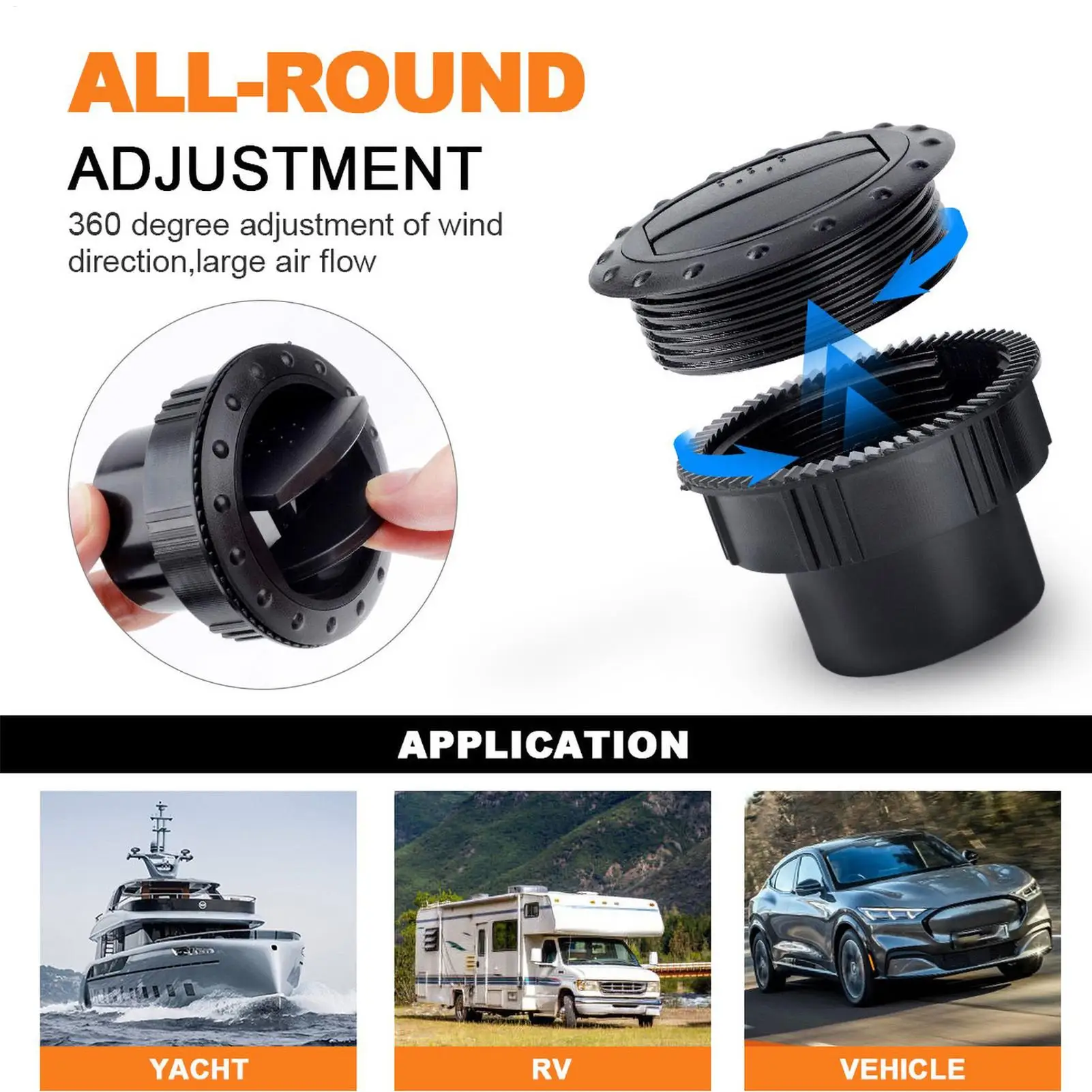 RV Air Conditioner Vent RV Air Outlet Round Knob Type Outlet Deflector for Roof Automobile Trucks Boats Yachts Most Vehicles
