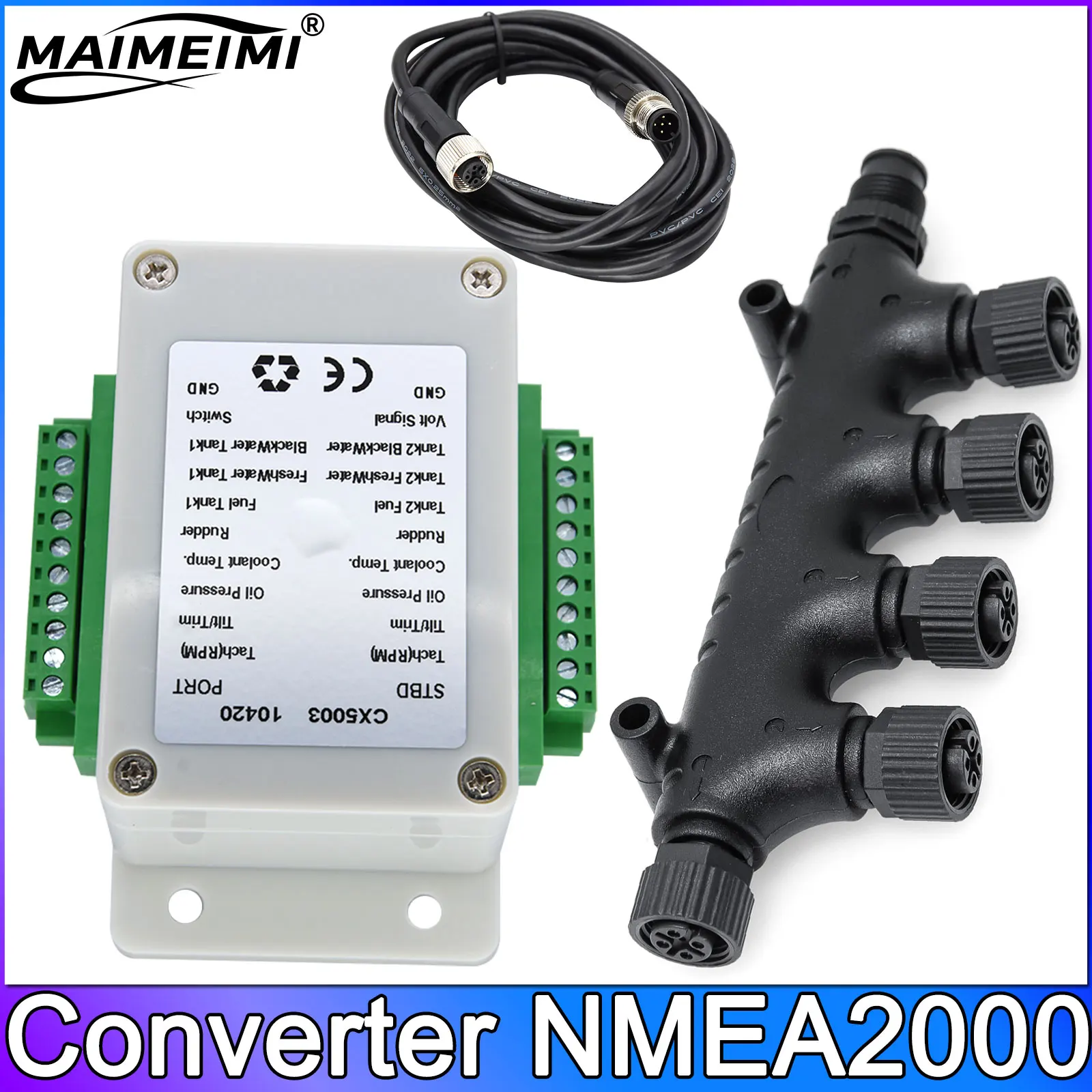 9-32V DC NMEA 2000 Converter Connect Up To 18 Sensors 0-190 Ohm NMEA2000 Converter for Boat Yacht Sensor Car Socket Adapter