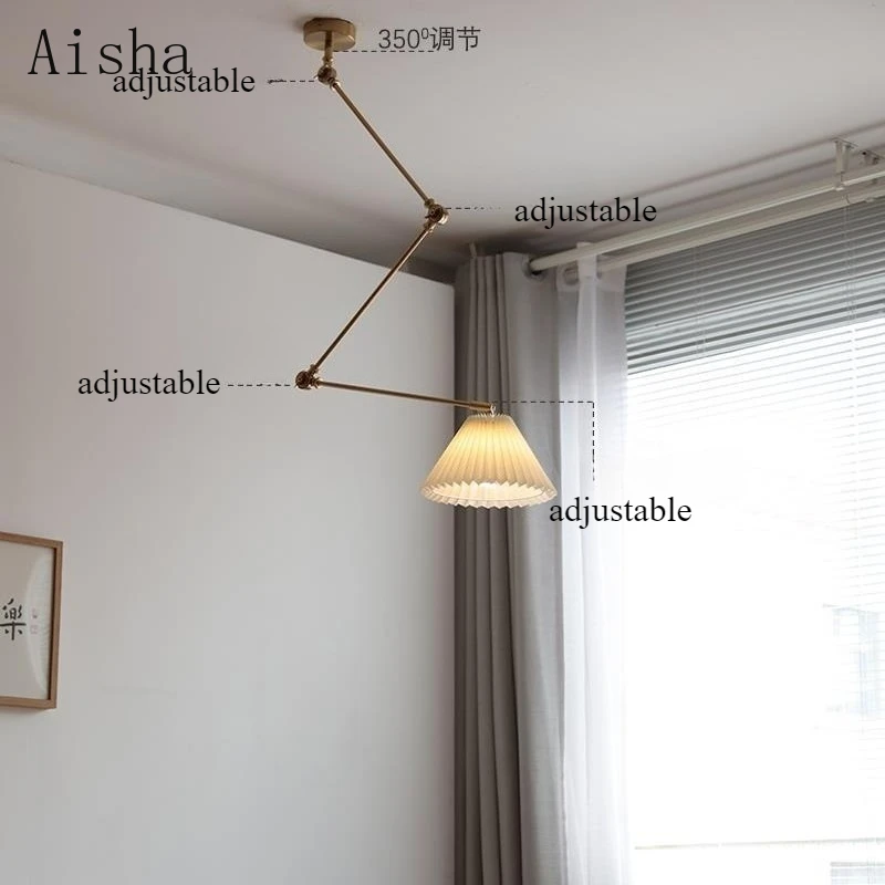 Nordic Adjustable Restaurant Pendant Light Designer Island Table Bedroom Workbench Pleated Hanging Lamp LED Interior Decoration