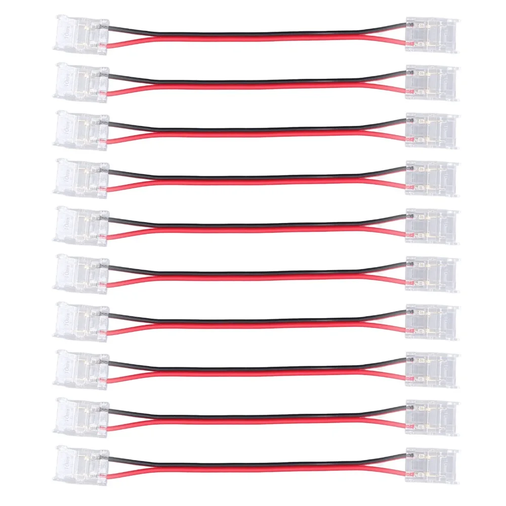 10pcs Durable 2Pin Strip Light Connector 8mm/10mm Double Headed LED Strip Connector Solderless Adapter For Party