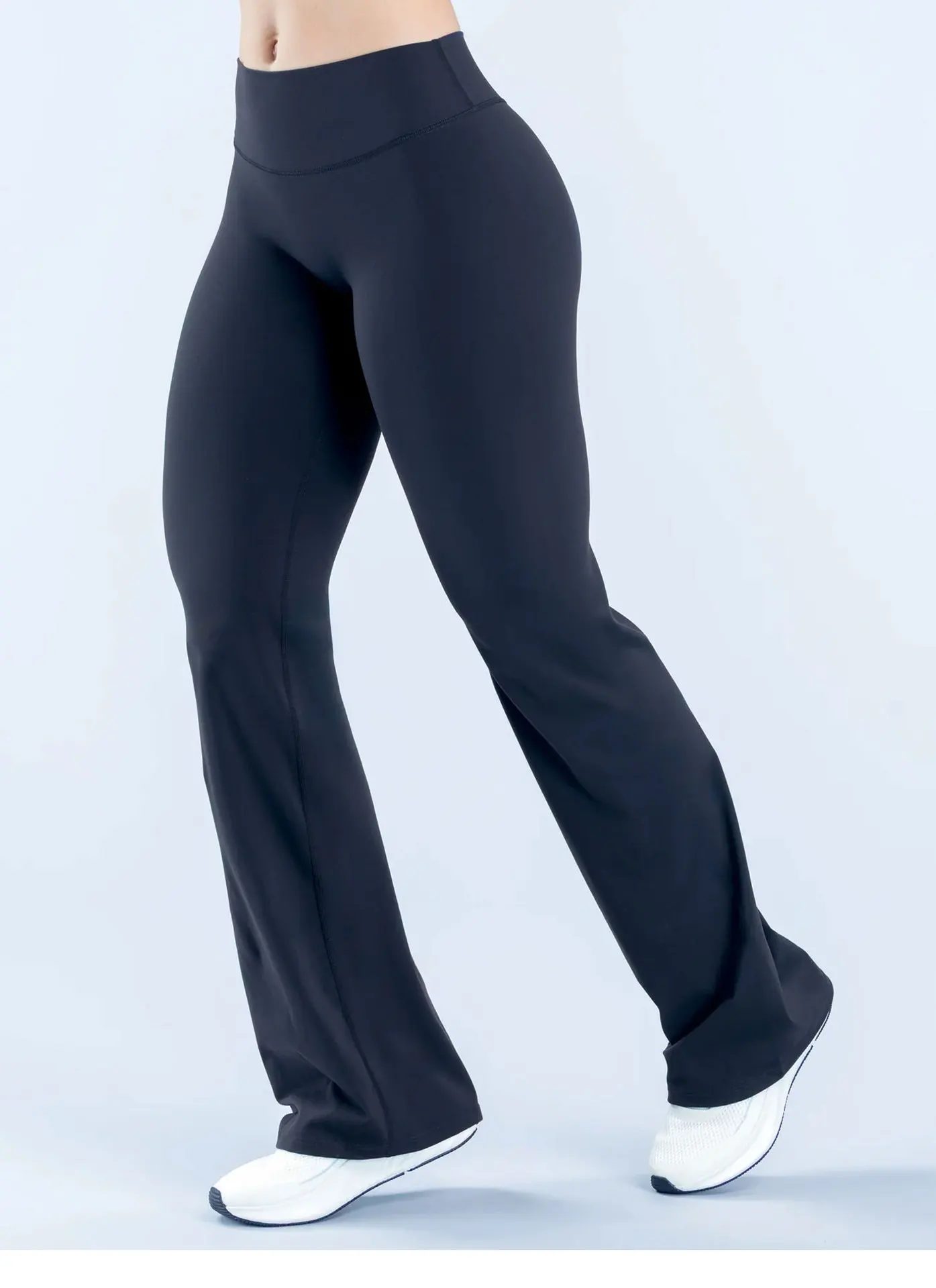 Pantalon de yoga taille haute élastique pour femme, effet push-up, coupe droite ample, idéal pour la course et le fitness