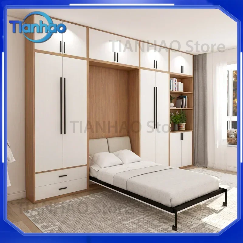 Full Murphy Bed with Closet Organizer and Drawers Full Size Space-Saving Sleeping Arrangement for Multipurpose Room for Home