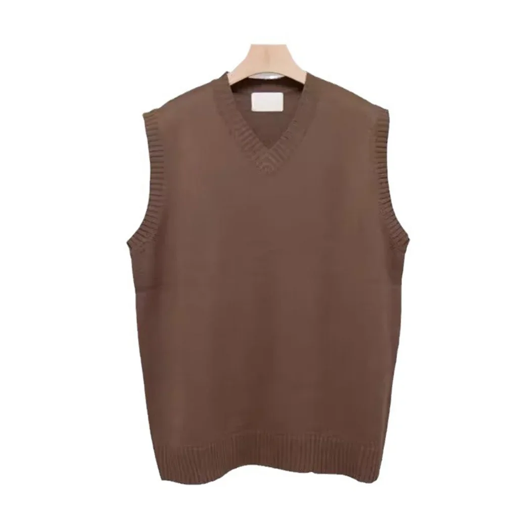 Mens Grandad Sweater  Sleeveless Pullover Waistcoat  Classic Knitwear  V Neck Top  Baggy Style  Black/Dark Grey/Light Grey/Brown